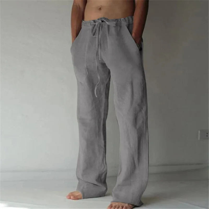 2023 new Mens Summer Casual Cotton Linen Loose Drawstring Yoga Pants Trousers Men Clothing Pantalones De Hombre Mens Pants - Image 6