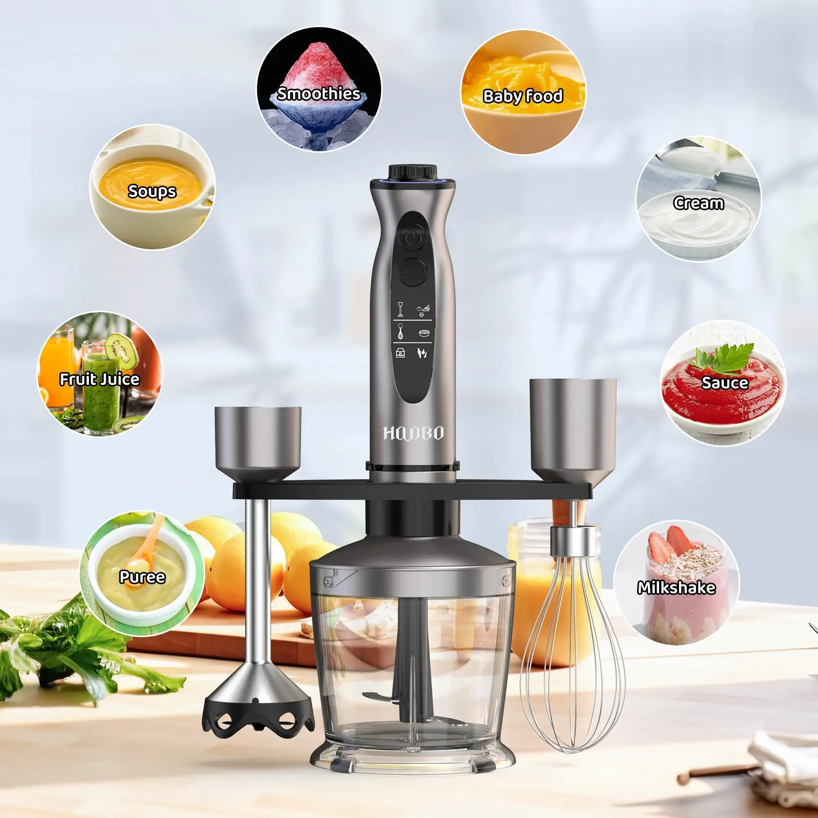 1000 Watt Powerful Handheld Immersion Blender, Vegetable Meat Immersion Egg Beater For Smoothies, Sauces, Baby Food Soups - Image 6