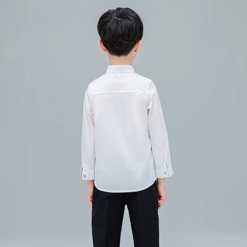 Baby Toddler Teenage Clothes School Uniform Boys Shirts White Long Sleeve Turn-down Collar Kids Shirt For Boys Children Tops - Image 4
