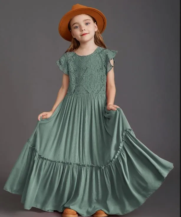 New Summer Girls Lace Flower Floor Long Dress Baby Kids Evening Party Dress Cloting for 4 6 7 8 10 12 Year - Image 12