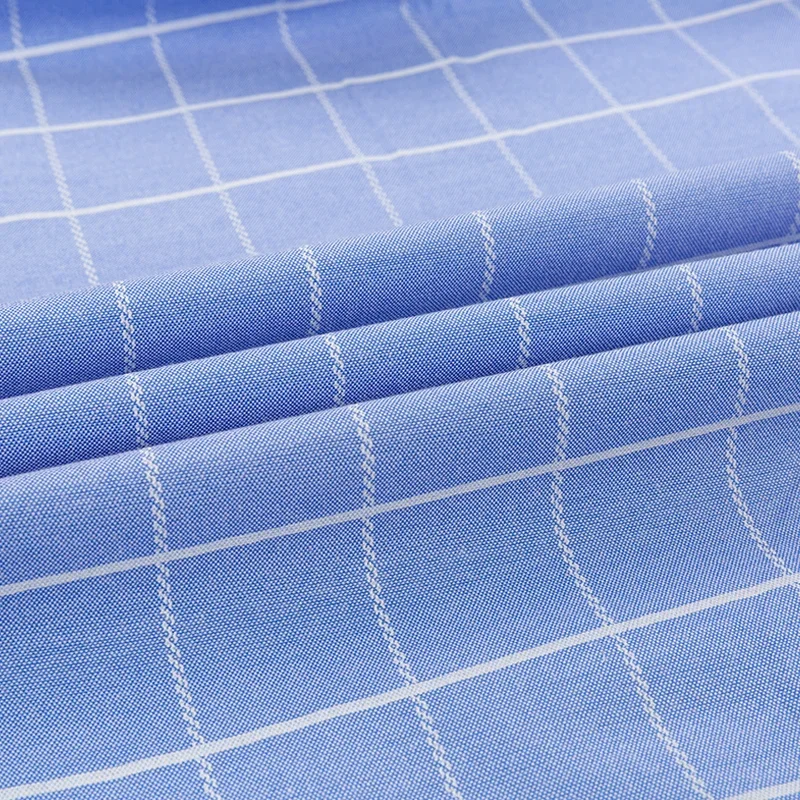 100% Cotton Breathable Men Oxford Short Sleeve Summer Plaid Shirts Striped Male Clothes Business Regular Fit Oversized - Image 4