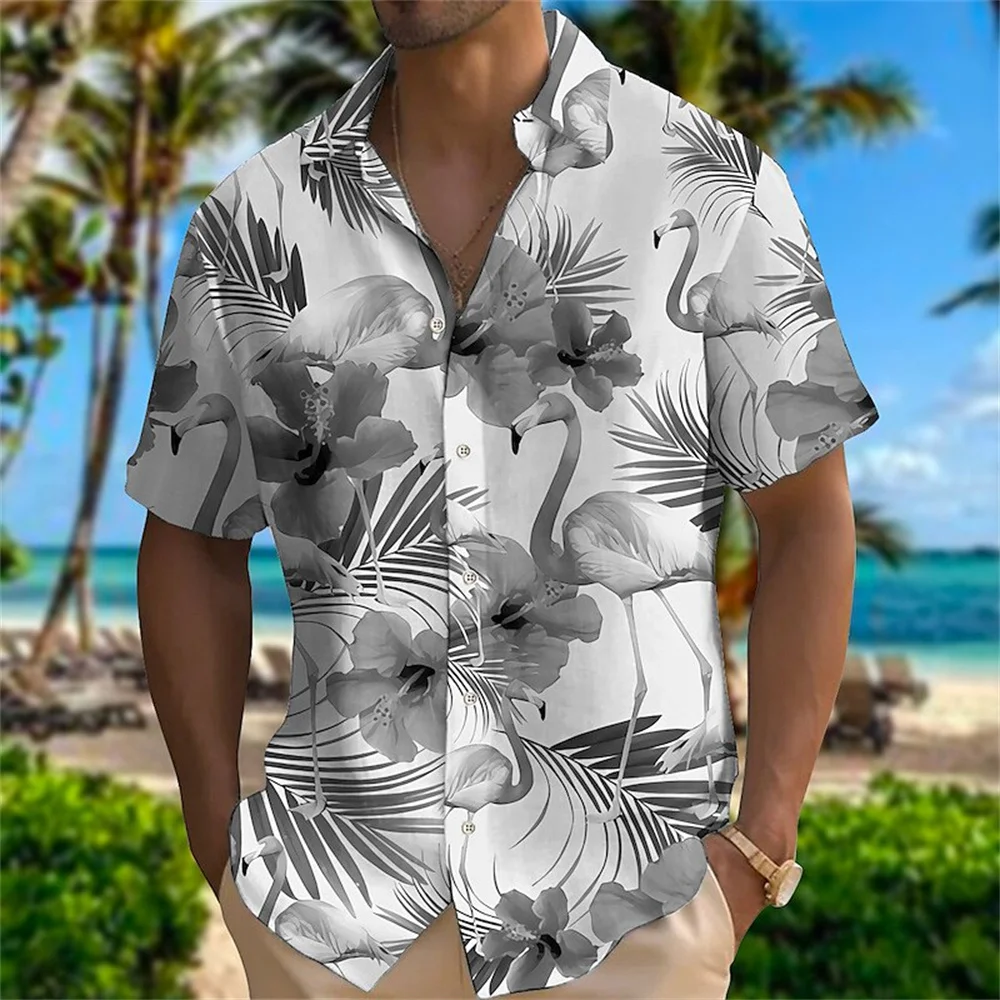 2025 Summer Animal Crane Men Hawaiian Shirt 3d Plant Shirt For Men Flower Print Plus Size Hawaiian Shirts Beach Flower Shirt 5xl - Image 20
