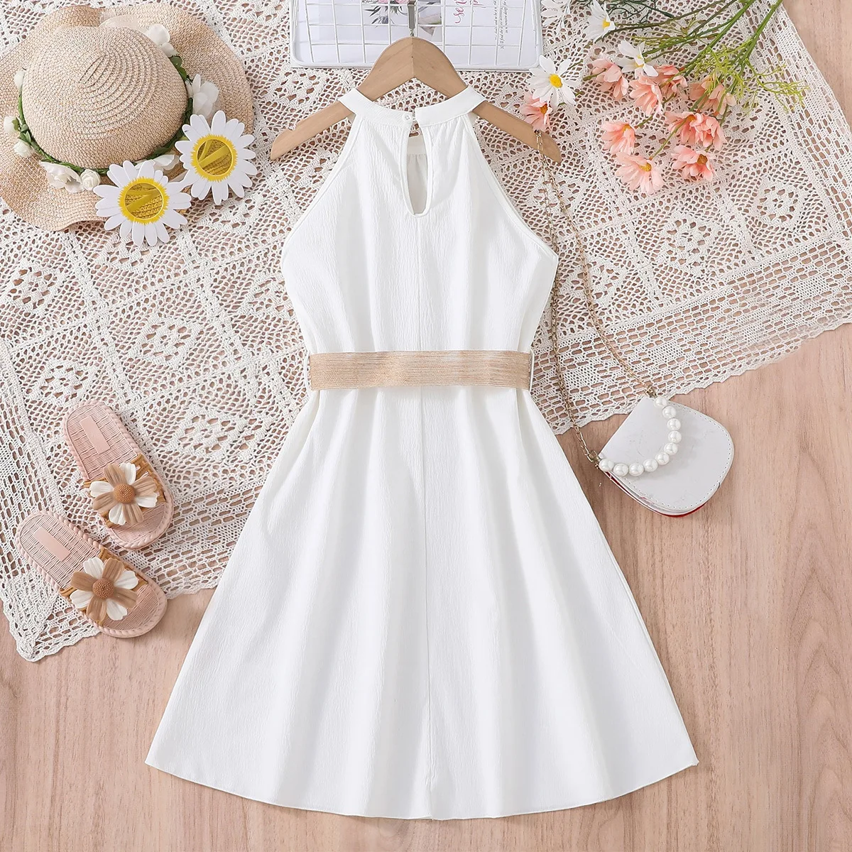 Girls Dress Hanging Neck Waist Dresses Teens Casual Fashion Dress for 8 9 10 11 12 Years Old Children Clothes - Image 5