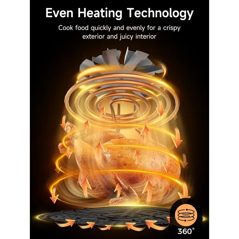 Air Fryer Oven 5.28 Quart, 7-in-1 Digital Display Compact Cooker with Easy View Window, Nonstick and Dishwasher Safe Basket - Image 4