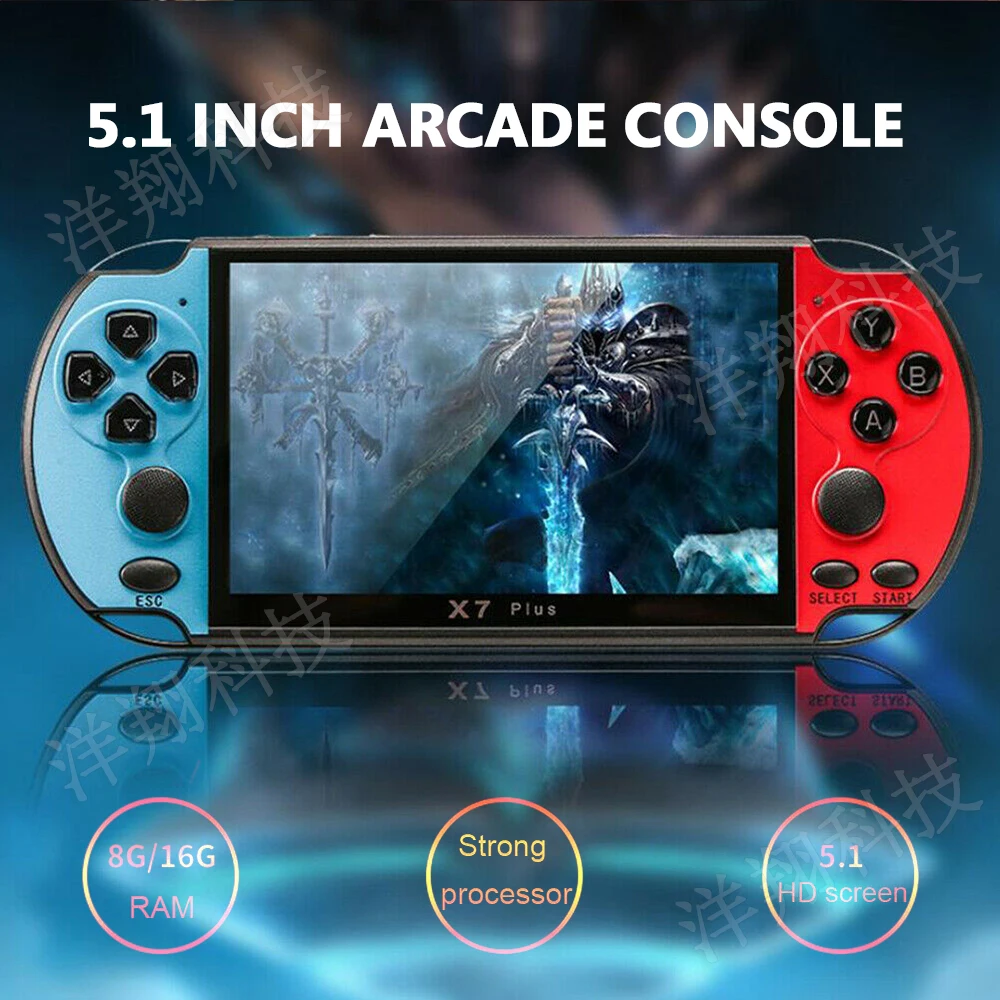 5.1 Inch X7 Plus Game Console Video Handheld HD Screen Dual Joystick Game Console Retro 8G Children Portable Games Console - Image 3