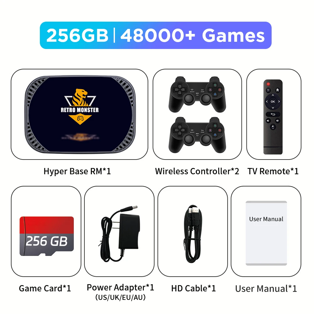 Retro Video Game Console For PS1/PSP/N64/DC/SS/MAME/CD Amlogic S905X4 4K HD TV/Game Box 70+Emulators 48000+Games with Controller - Image 7