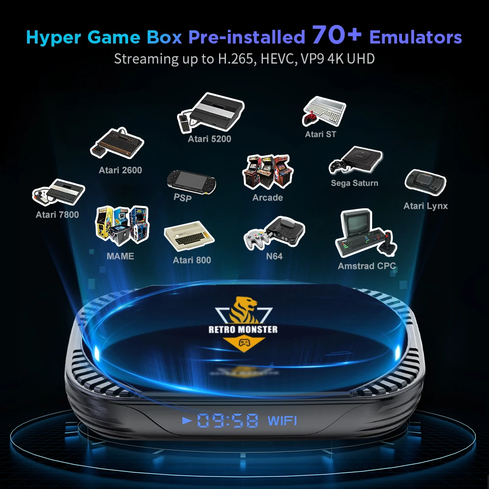 Retro Video Game Console For PS1/PSP/N64/DC/SS/MAME/CD Amlogic S905X4 4K HD TV/Game Box 70+Emulators 48000+Games with Controller - Image 2